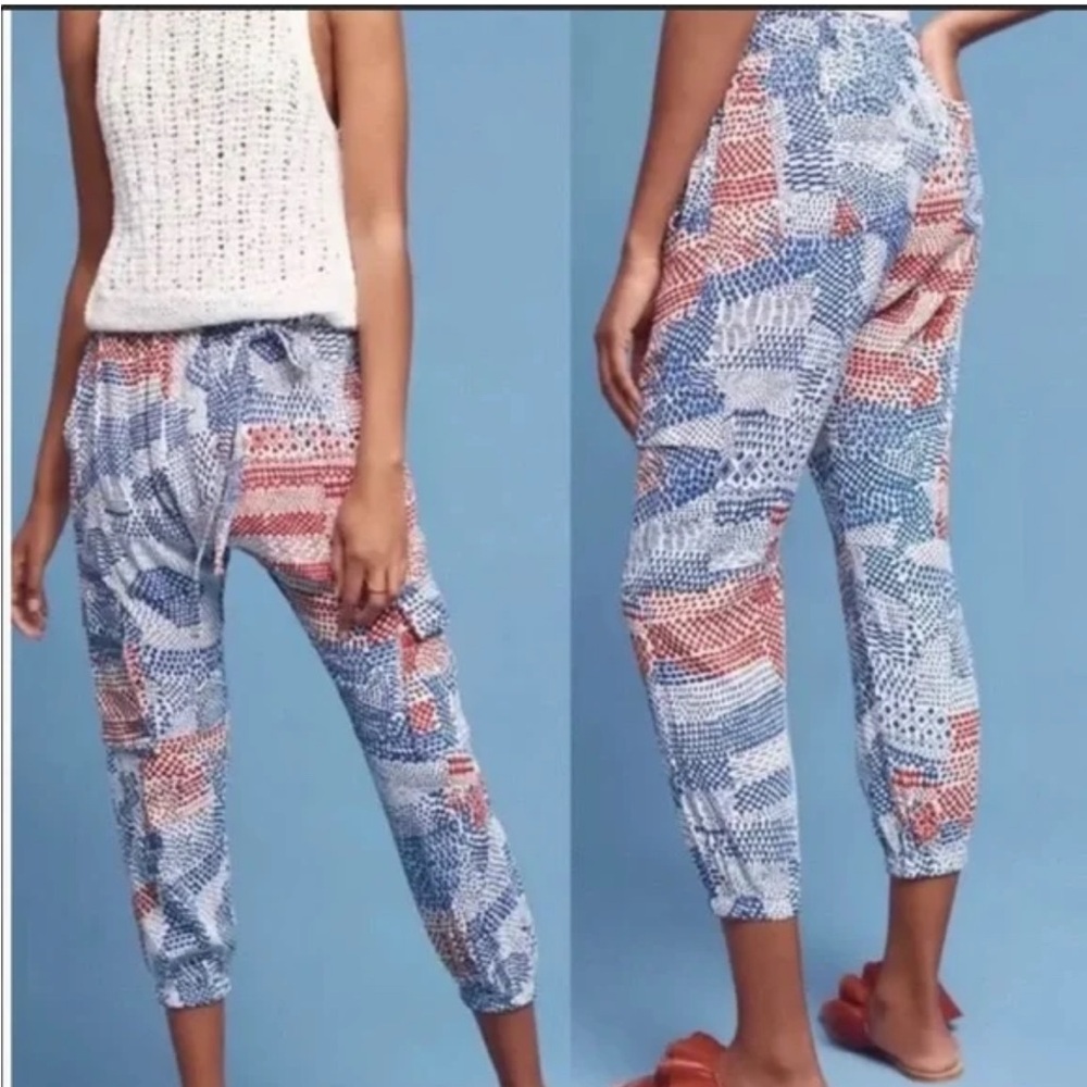 Anthropologie Hei Hei Pants Womens Extra Small Blue & Red Nouveau Harem Pant